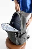Bagacar Bolsas 1094 Su Geçirmez İthal Krinkıl Kumaş Laptop Bölmeli Okul ve Günlük Sırt Çantası Gri - 3