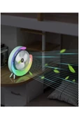 Masaüstü Vantilatör Usb Şarjlı Rgb Led Işıklı 3 Kademeli 180° Ayarlanabilir Soğutucu Fan Mavi - 8