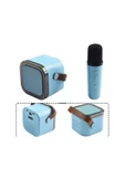 Karaoke Kablosuz Hoparlör Mikrofonlu Rgb Işıklı Bluetooth Speaker Tf Kart/usb Mavi - 3