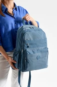 Bagacar Bolsas 1095 Su Geçirmez İthal Krinkıl Kumaş Laptop Bölmeli Okul ve Günlük Sırt Çantası Mavi - 1