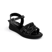 Kadın Siyah Tokalı Dolgu Topuklu Sandalet 3 Cm Günlük Rahat thumbnail 1