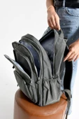 Bagacar Bolsas 1087 Su Geçirmez İthal Krinkıl Kumaş Laptop Bölmeli Okul ve Günlük Sırt Çantası Gri - 3