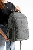 Bagacar Bolsas 1087 Su Geçirmez İthal Krinkıl Kumaş Laptop Bölmeli Okul ve Günlük Sırt Çantası Gri - 1