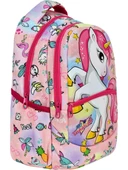 Pembe Unicorn Desenli Kız İlkokul Sırt Çantası + Beslenme Çantası (2307) - 6