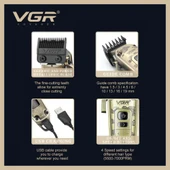 VGR V-005 Profesyonel Saç Kesme ve Tıraş Makinesi - Renkli Taraklı Tam Set! - 3