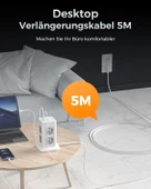 TESSAN Aşırı Gerilim Korumalı 5M Uzatma Kablosu Çoklu Priz Çıkışı, 3 USB'li 8 Bölmeli Güç Şeridi, Çoklu Priz Kulesi 5M Uzatma Kablosu, Ev için Dağıtım Çıkışı 3600W 16A thumbnail 3