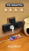 Ftr-12 Termal Akım Korumalı Isıya Dayanıklı 3’lü Priz 3x Usb 1x Type-c - 2