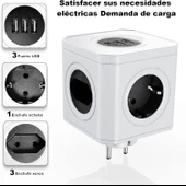 Çoklu priz, USB soketi, 4 bölmeli (1 x Schuko priz, 3 Avrupa prizi), 3 x USB soketi, ofis, ev veya seyahat için aşırı gerilim thumbnail 1