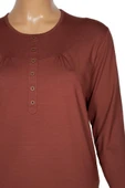 Cimariva Kadın Arsu Büyük Beden Robalı Süs Düğmeli Taba Bluz thumbnail 2