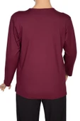 Cimariva Kadın Neşe Büyük Beden O Yaka Robası Nakışlı Bordo Bluz thumbnail 3