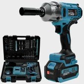 Akülü Kömürsüz Motor 800 Nm Torklu Şarjlı Somun Sıkma Bijon Sökme Seti MaviEEA405 thumbnail 1