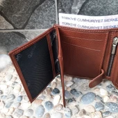 Hakiki Deri Erkek Bozuk Para Gözlü Taba Mini Cüzdan gvn-0131 - 4