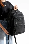 Bagacar Bolsas 1087 Su Geçirmez İthal Krinkıl Kumaş Laptop Bölmeli Okul ve Günlük Sırt Çantası Siyah - 1