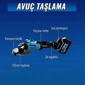 Akülü Süper 5li Set Makina 88vf 5ah 125mm Avuç Taşlama + Sds Plus Kırıcı Delici Hilti + Somun Sıkma Sökme + Vidalama Matkap + Budama Testere  EEA376 thumbnail 4