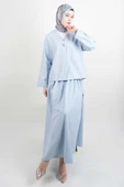 Tesettür Takım Tek Cep Detaylı Poplin Etekli 2'li Takım Mavi thumbnail 1