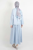 Tesettür Takım Tek Cep Detaylı Poplin Etekli 2'li Takım Mavi thumbnail 4