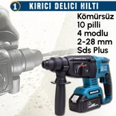CHELİKBEİ EEA379 Akülü 8li Set Kırıcı Delici + 450Nm Somun Sökme + 13mm Vidalama + Dal budama makası + Dal testeresi + 125mm Avuç Taşlama + Dekupaj Testere + Powerbank ve Led - 3