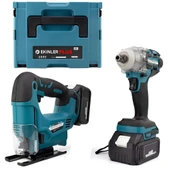Akülü Kömürsüz 2li Set Ayarlanabilir Dekupaj Testere ve 350Nm  Somun Sıkma Sökme 36V 5ah (Mavi)  EEA429 thumbnail 1
