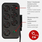 Brennenstuhl Brennensthul Estilo Duplex Serisi 9 Soketli Typ-C ve USB Li 19.500 Amper Akım Korumalı 2 Metre Kablolu Masa Üstü Priz thumbnail 2