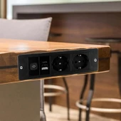 Masa Üstü Gömme 2 USB Priz, Geri Çekilebilir Kurulum Çoklu Priz, 3 Yollu, 1,8 m Kablolu, Ofisler, Yatak Odaları, Sınıflar, İş İstasyonları için (Siyah, 2AC + USB (A+C)) thumbnail 4