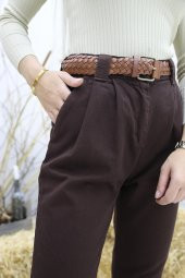 Aktuel Giyim Yp4396-R2958 Beli Örgü Deri Kemerli Pantolon - 5