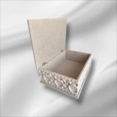 Ahşap- Ham Mdf- Desenli-takı-makyaj-aksesuar-çok Amaçlı- Ayaklı dikdörtgen Dekoratif Kutu - 4