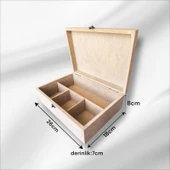 Ahşap-boyanabilir-4 Bölmeli-klipsli-takı-makyaj-aksesuar-dekoratif Çok Amaçlı Organizer Kutu - 1