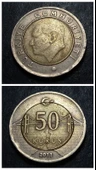 Escoines Koleksiyon 3996368800c7e45223 2011 çapaklı 50Kuruş ÇT+ eski madeni para thumbnail 1