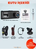 1080P Dash Cam Full Hd Araç içi Kamera Ön Arka ve İç Kayıt 3 Kamera Gece Görüşlü G Sensör Geniş Açı thumbnail 4