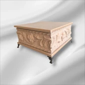 Ahşap- Ham Mdf- Desenli-takı-makyaj-aksesuar-çok Amaçlı- Ayaklı Kare Dekoratif Kutu - 3