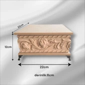 Ahşap- Ham Mdf- Desenli-takı-makyaj-aksesuar-çok Amaçlı- Ayaklı Kare Dekoratif Kutu - 1