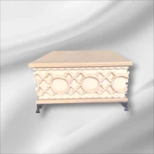 Ahşap- Ham Mdf- Desenli-takı-makyaj-aksesuar-çok Amaçlı- Ayaklı Kare Dekoratif Kutu - 6