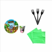 Safari 8 adet Tabak, 8 adet Bardak, 10 adet Peçete, 10 adet Çatal thumbnail 1