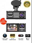 1080P Dash Cam Full Hd Araç içi Kamera Ön Arka ve İç Kayıt 3 Kamera Gece Görüşlü G Sensör Geniş Açı thumbnail 2