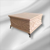 Ahşap- Ham Mdf- Desenli-takı-makyaj-aksesuar-çok Amaçlı- Ayaklı Kare Dekoratif Kutu - 2