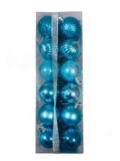 YILBAŞI TOP AĞAÇ SÜSÜ AÇIK MAVİ 24LÜ SET PLASTİK 4CM - 1