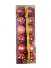 YILBAŞI TOP AĞAÇ SÜSÜ ROSE 24LÜ SET PLASTİK 4CM - 1
