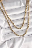 316L Çelik Gold Renk Burgu Zincir Kadın Kolye - 1