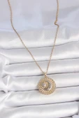 316L Çelik Gold Renk Mix Renk Ay Güneş Model Kadın Kolye - 2