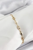 Pirinç Gold Renk Zirkon Taşlı Kadın Bileklik - 1