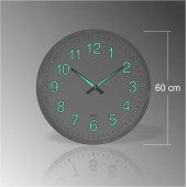 Büyük Dev 60 cm Ebat Ebadında Aluminyum Çerçeve Gerçek Ön Camlı Gece Görünen Fosforlu Duvar Saati - 2