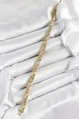 Xuping Pirinç Zirkon Taşlı Eğimli Blok Model Gold Renk Kadın Bileklik - 2