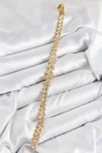 Pirinç Zirkon Taşlı Sıralı Ok Model Gold Renk Kadın Bileklik thumbnail 2