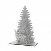 31x17cm Yılbaşı Dekor Demonte Çam Ahşap Ağaç ve Geyik - 3