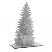 31x17cm Yılbaşı Dekor Demonte Çam Ahşap Ağaç ve Geyik - 4