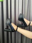 Kadın Elanor Siyah Rugan Bilekten Bağlamal (12 cm ) Platform Topuklu Ayakkabı - 5