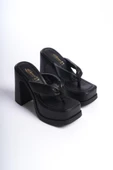Kadın Geyala Siyah Parmak Arası (12 cm ) Platform Topuklu Terlik thumbnail 4