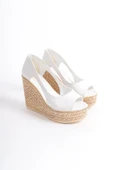 Kadın Beleon Beyaz 11 cm Platfomlu Dolgu Topuklu Ayakkabı - 4