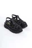 Kadın Petra Siyah Yüksek Taban Kafes Model Sandalet 950 - 4