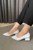 Kadın Valeri Beyaz Çapraz Taşlı Stiletto Alcak Ökçe Abiye Ayakkabı - 5